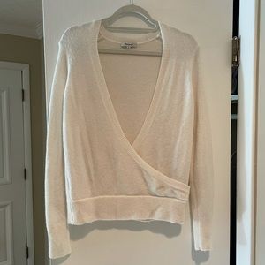Madewell white wrap sweater